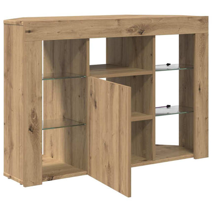 Hjørne LED TV Skab 100x40x68cm Artisan Egetræ Konstrueret træ