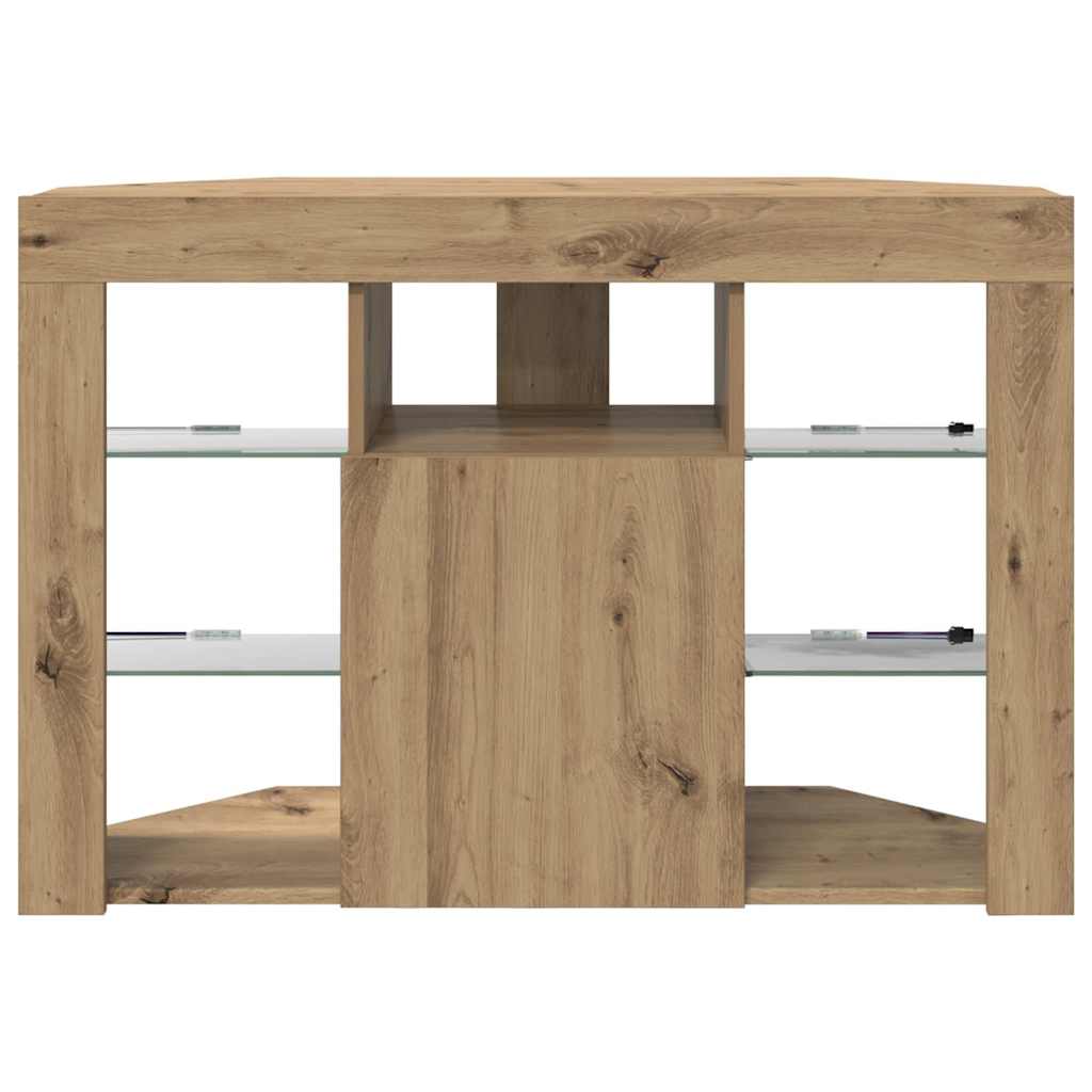 Hjørne LED TV Skab Artisan Egetræ 100x40x68cm Konstrueret træ