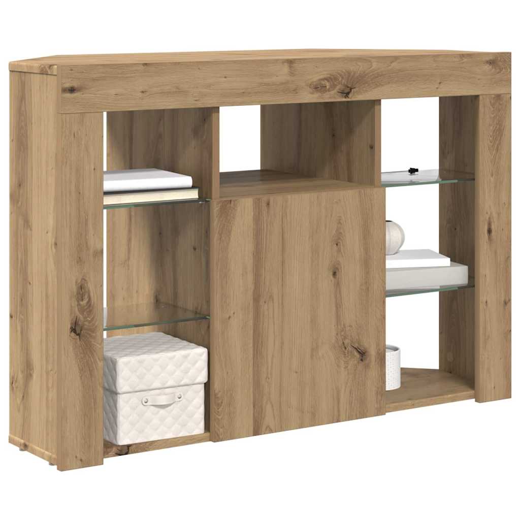 Hjørne LED TV Skab Artisan Egetræ 100x40x68cm Konstrueret træ