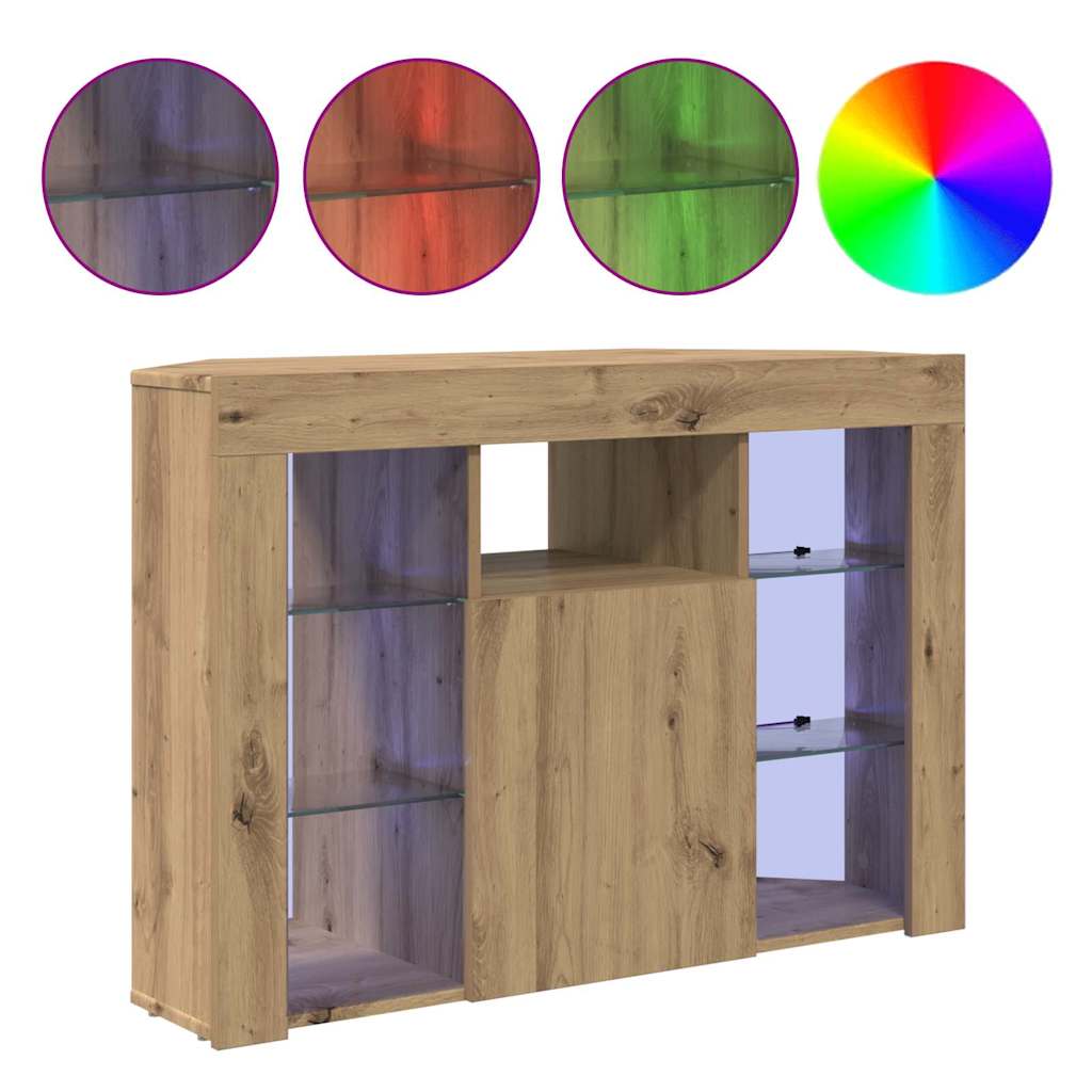 Hjørne LED TV Skab Artisan Egetræ 100x40x68cm Konstrueret træ