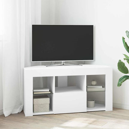 Hjørne LED TV Skab 100 x 40 x 50 cm Hvid Konstrueret træ