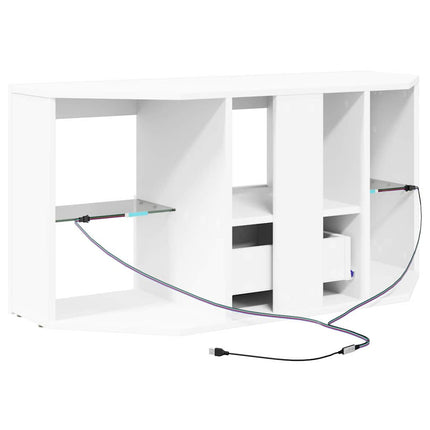 Hjørne LED TV Skab 100 x 40 x 50 cm Hvid Konstrueret træ