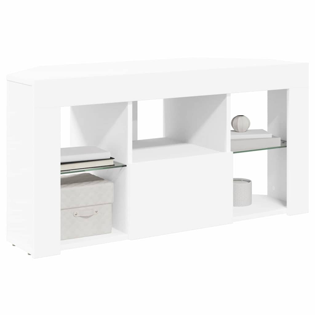 Hjørne LED TV Skab Hvid 100 x 40 x 50 cm Konstrueret træ