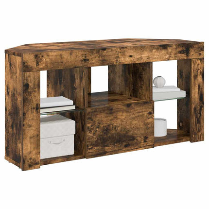 Hjørne LED TV Skab 100 x 40 x 50 cm Røget eg Konstrueret træ