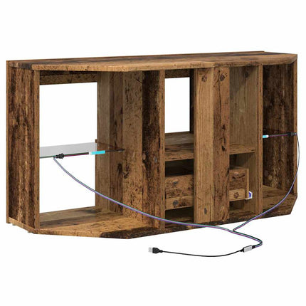 Hjørne LED TV Skab 100 x 40 x 50 cm Gammelt træ Konstrueret træ