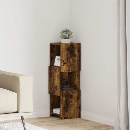 Hjørneskab 25,5x25x80cm Konstrueret træ Røget eg