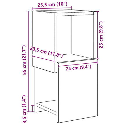 Hjørneskab 25,5x25x55cm Konstrueret træ Beton Grå