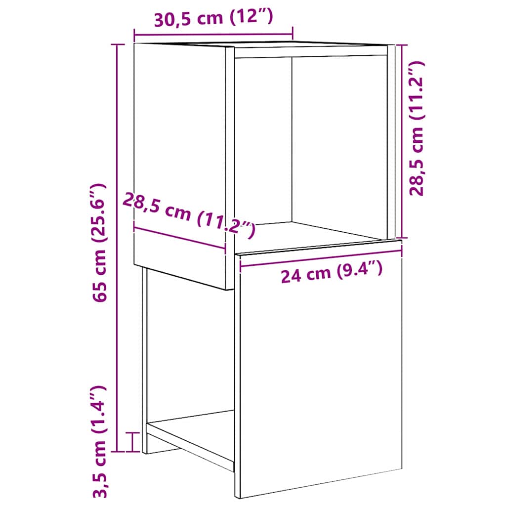 Hjørneskab Beton Grå 30,5x30x65cm Konstrueret træ