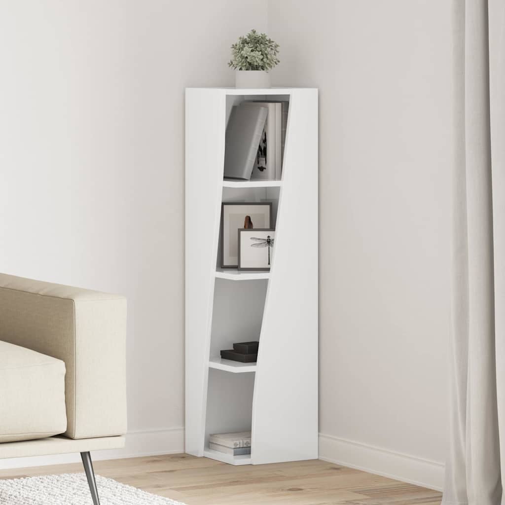 Hjørneskab Høj gloss hvid 27,5x27x102cm Konstrueret træ
