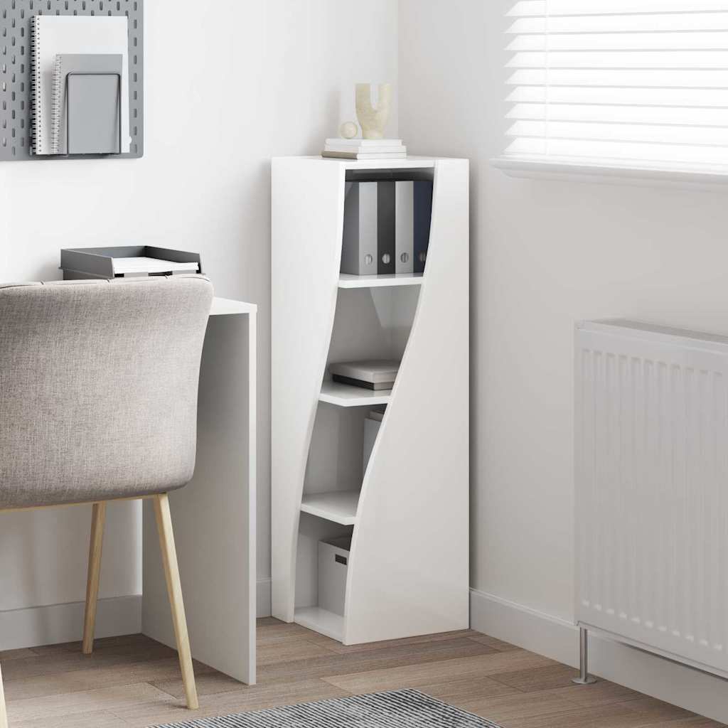 Hjørneskab Høj gloss hvid 32x32x102cm Konstrueret træ