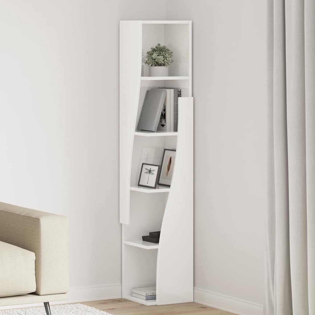 Hjørneskab Høj gloss hvid 27,5x27x140cm Konstrueret træ