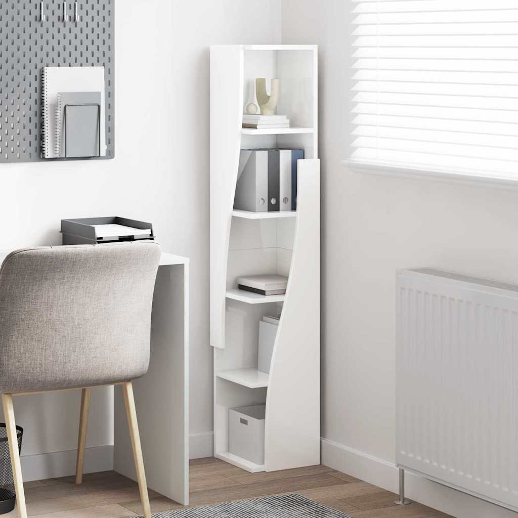Hjørneskab Høj gloss hvid 27,5x27x140cm Konstrueret træ