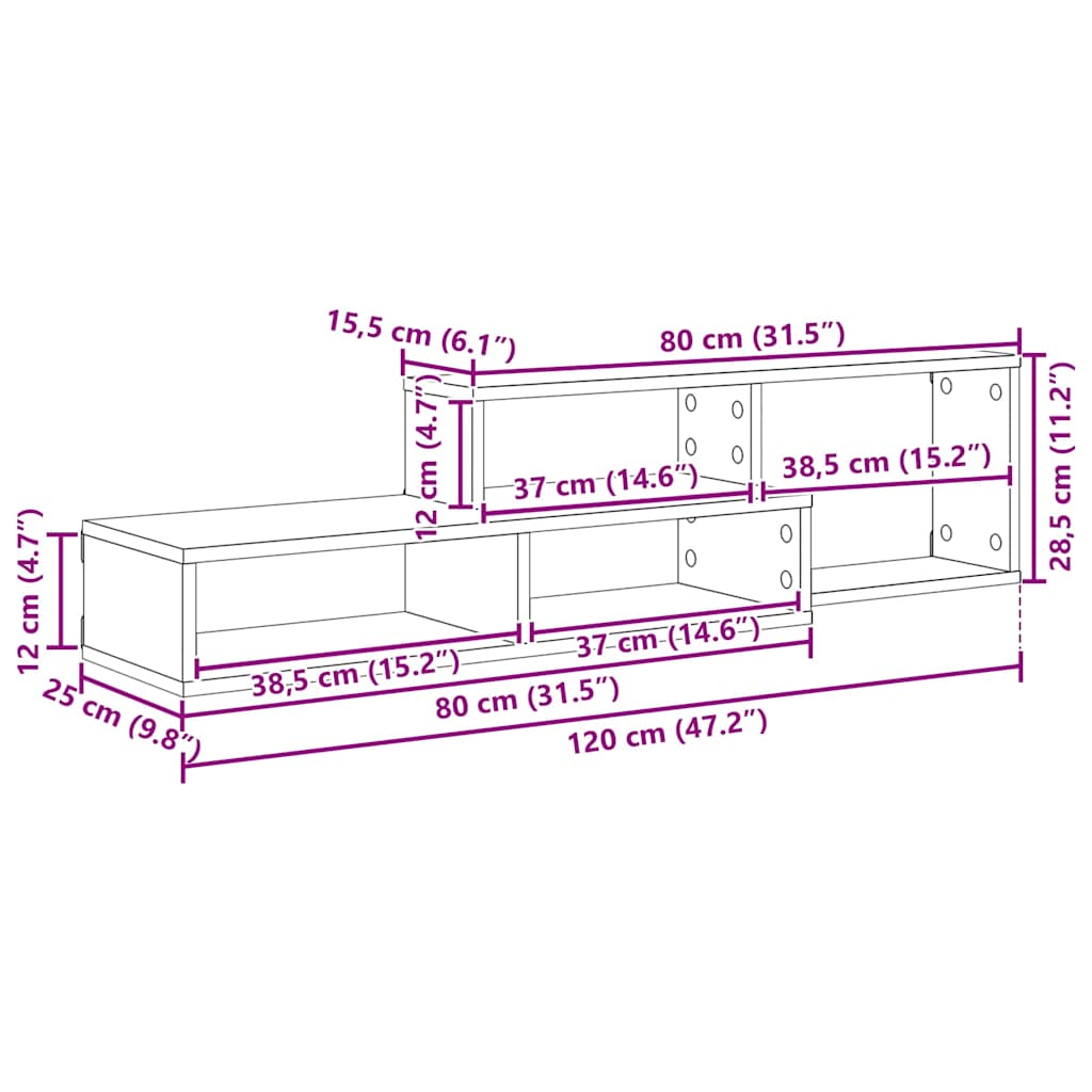 VægbeslagtilTV 120x25x28,5cm Konstrueret træ