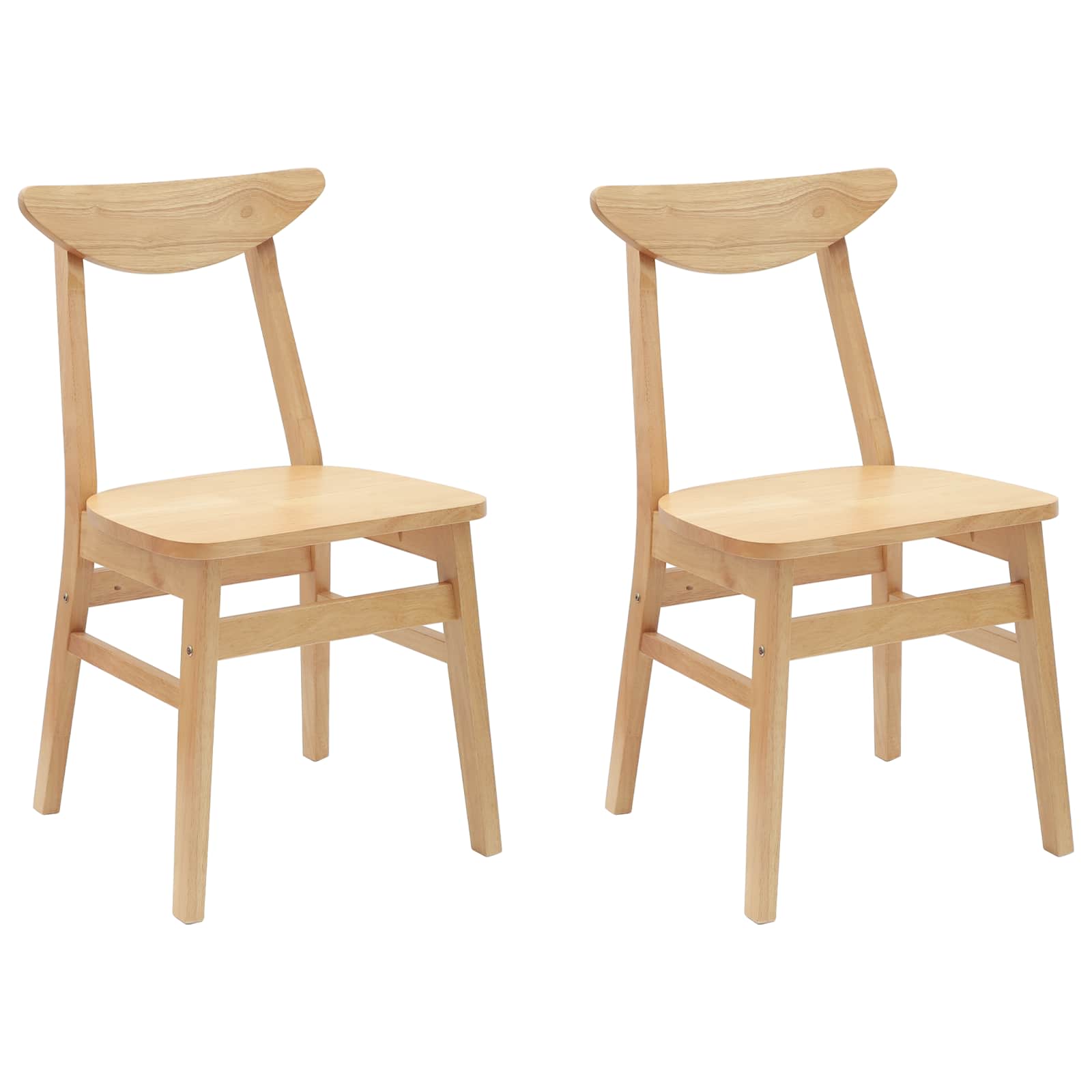 Spisestole 2 pcs Naturfarvet 42 x 47,5 x 81 cm Massiv Gummitræ