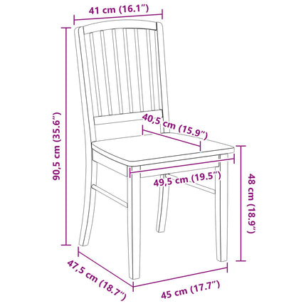 Spisestole 2 stk. Massiv Gummitræ Naturfarvet 50 x 52,5 x 91 cm