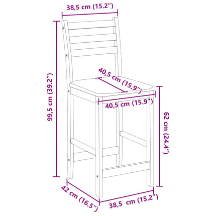 Spisestole 2 stk. Massiv Gummitræ Lys Brun 40 x 47,5 x 99,5 cm