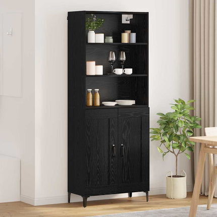 Highboard 2 pcs Sort eg Konstrueret træ