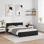 Sengestel med hovedgærde Sort eg 160 x 200 cm Konstrueret træ