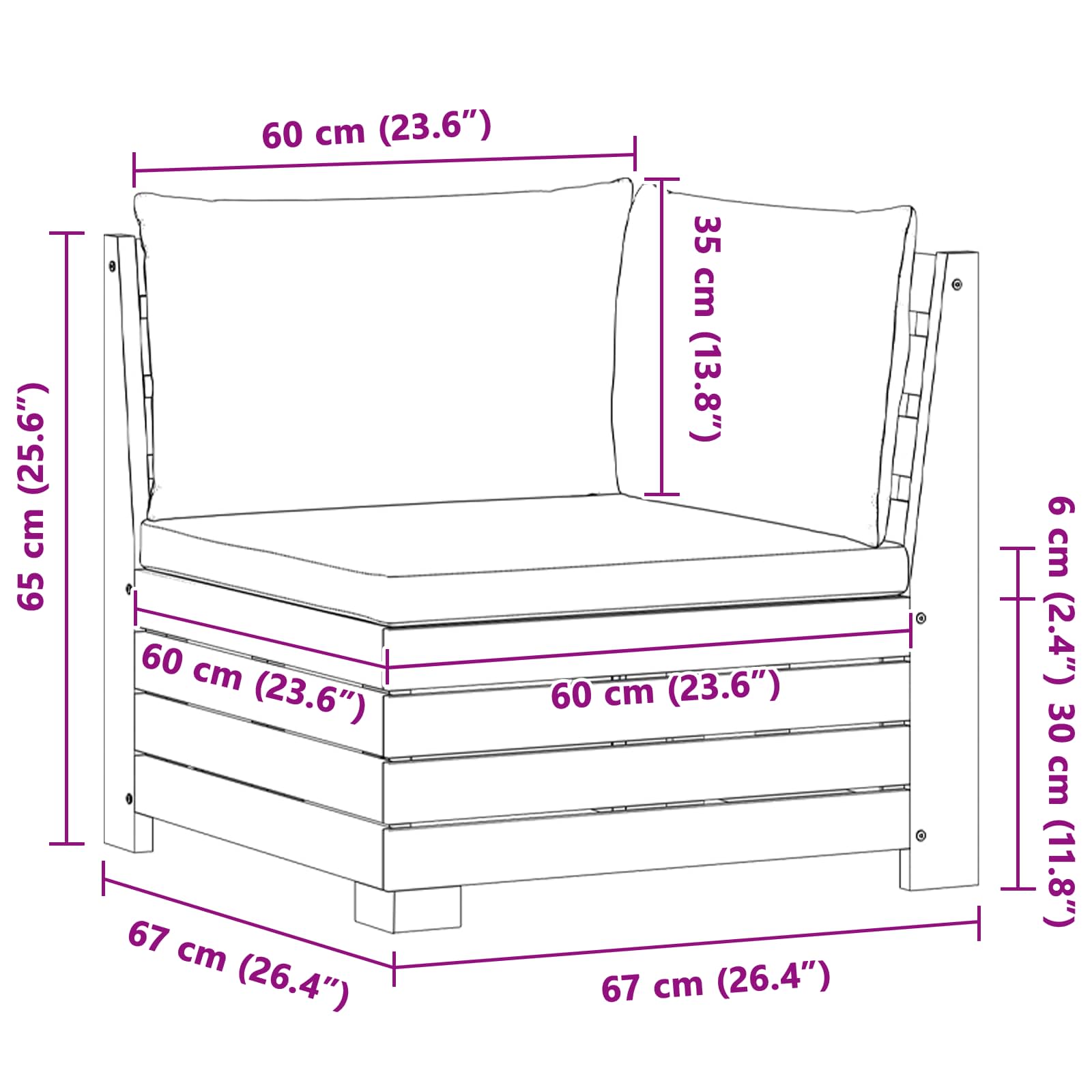 Udendørs sofagruppe med pude 2 Stk Brun Massivt Akacietræ