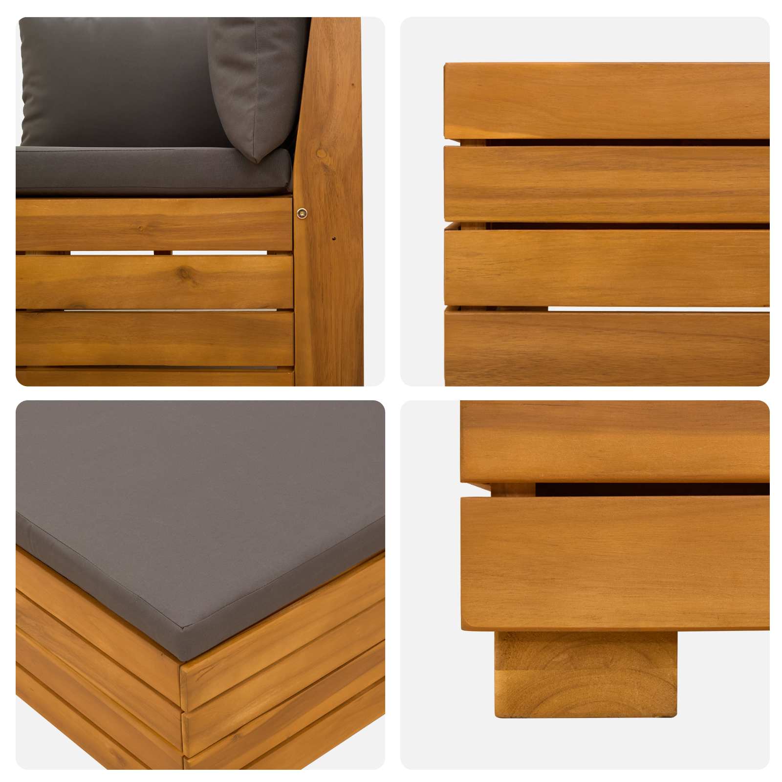 Udendørs sofagruppe med pude 7 Stk Brun Massivt Akacietræ