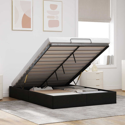 Ottoman Sengestel Sort 153 x 203 cm Stof