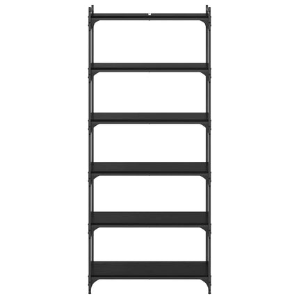 Bogreol 6 niveauer 80 x 30 x 188 cm Konstrueret træ Sort eg