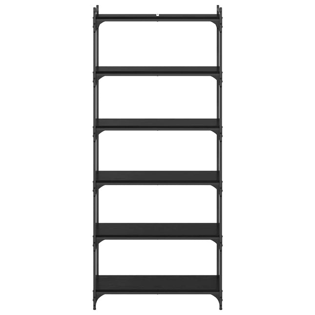 Bogreol 6 niveauer 80 x 30 x 188 cm Konstrueret træ Sort eg