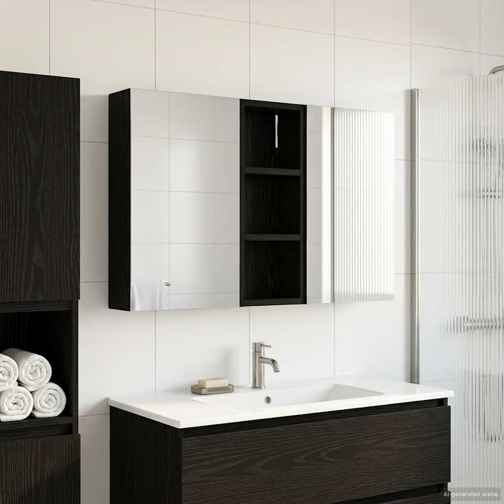 Badeværelsesskabsæt 3 pcs 80 x 10,5 x 50 cm Konstrueret træ