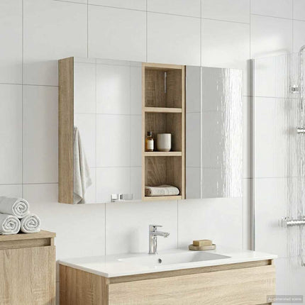 Badeværelsesskabsæt 3 stk. 80 x 10,5 x 50 cm Konstrueret træ