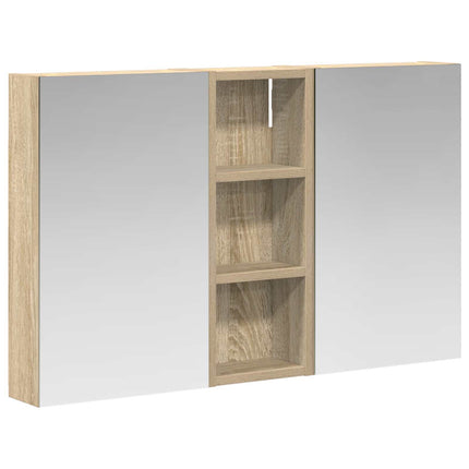 Badeværelsesskabsæt 3 stk. 80 x 10,5 x 50 cm Konstrueret træ