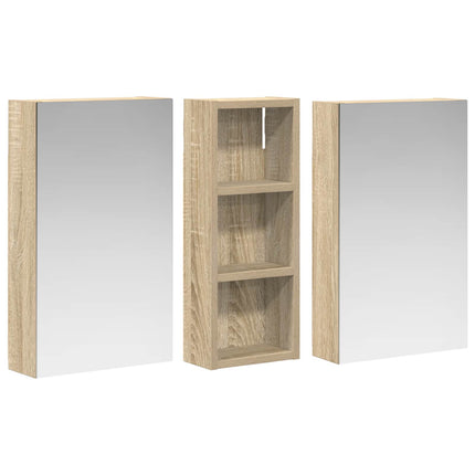 Badeværelsesskabsæt 3 stk. 80 x 10,5 x 50 cm Konstrueret træ
