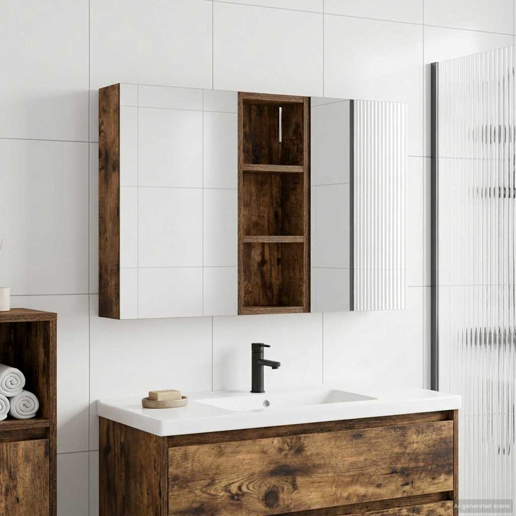 Badeværelsesskabsæt 3 pcs 80 x 10,5 x 50 cm Konstrueret træ