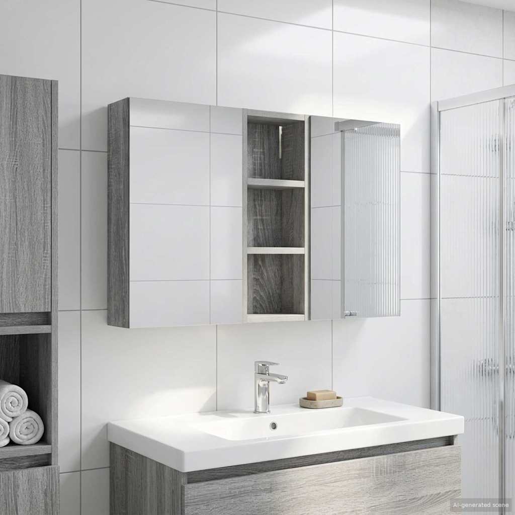 Badeværelsesskabsæt 3 pcs 80 x 10,5 x 50 cm Konstrueret træ
