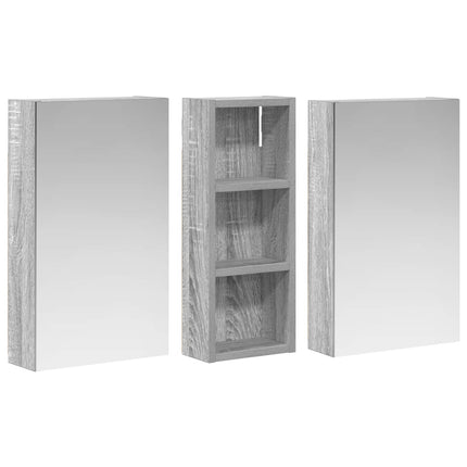 Badeværelsesskabsæt 3 stk. 80 x 10,5 x 50 cm Konstrueret træ