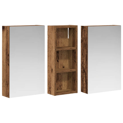 Badeværelsesskabsæt 3 stk. 80 x 10,5 x 50 cm Konstrueret træ