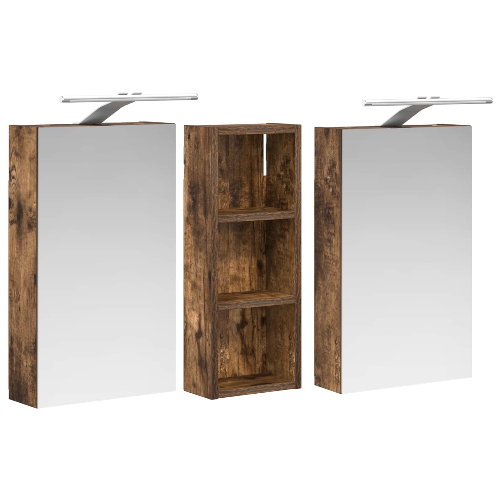 Badeværelsesskabsæt 3 pcs 80 x 10,5 x 50 cm Konstrueret træ