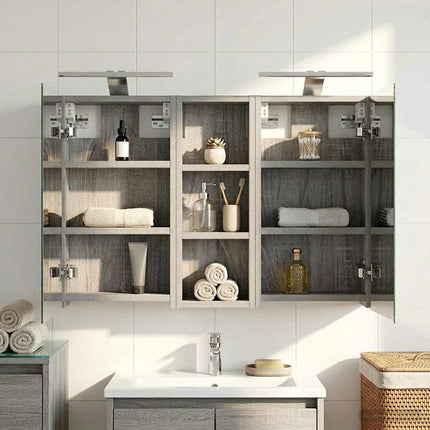 Badeværelsesskabsæt 3 stk. 80 x 10,5 x 50 cm Konstrueret træ