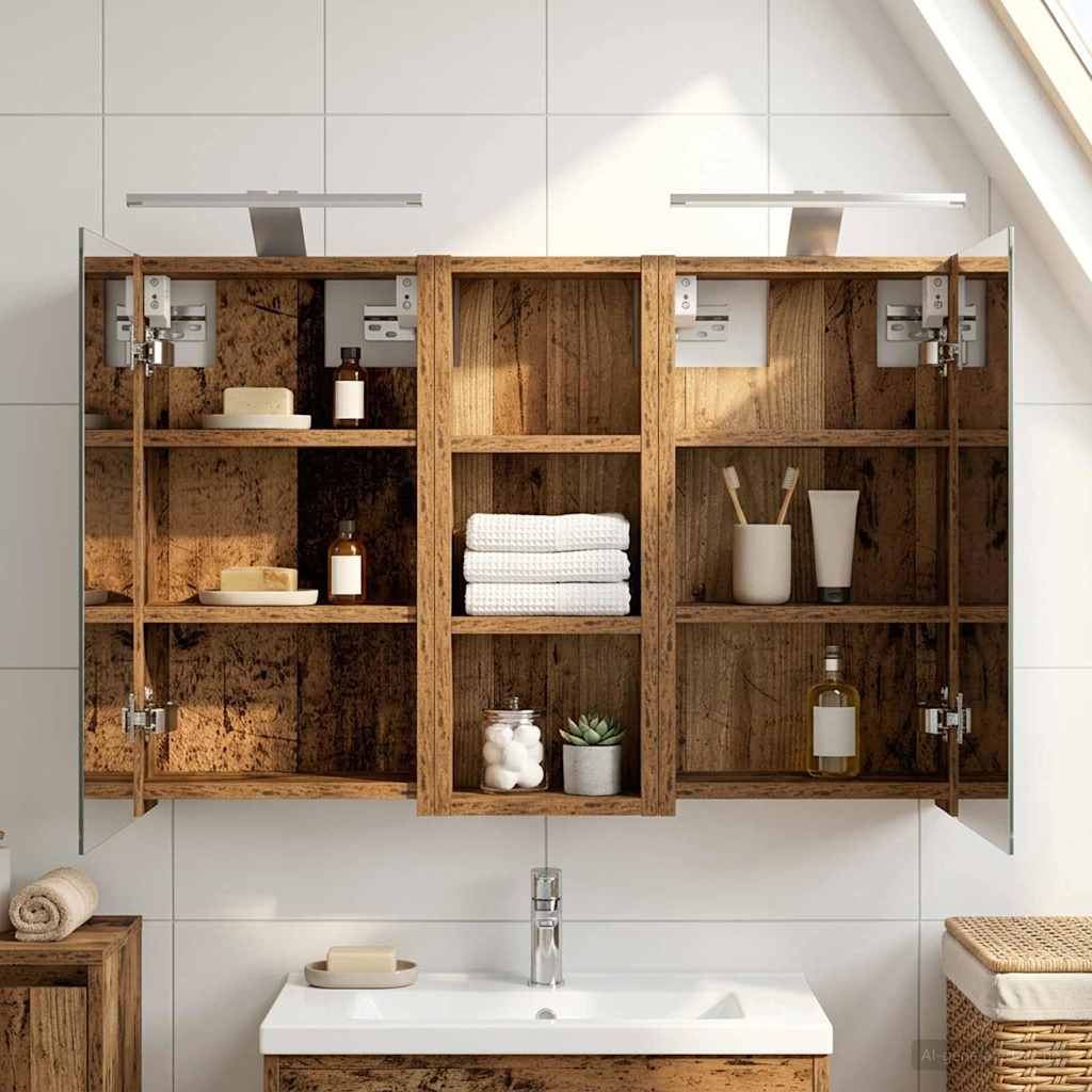 Badeværelsesskabsæt 3 pcs 80 x 10,5 x 50 cm Konstrueret træ