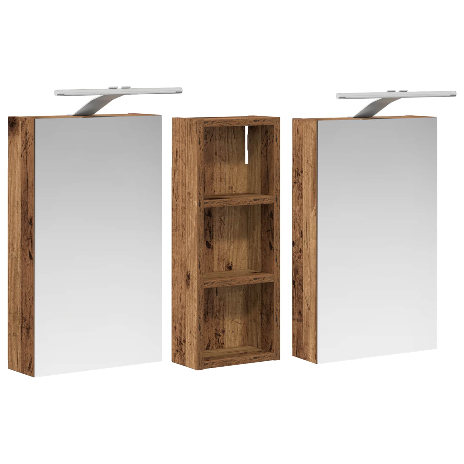 Badeværelsesskabsæt 3 pcs 80 x 10,5 x 50 cm Konstrueret træ