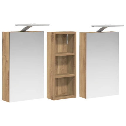 Badeværelsesskabsæt 3 stk. 80 x 10,5 x 50 cm Konstrueret træ