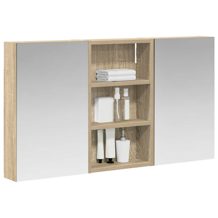Badeværelsesskabsæt 3 stk. 90 x 10,5 x 50 cm Konstrueret træ