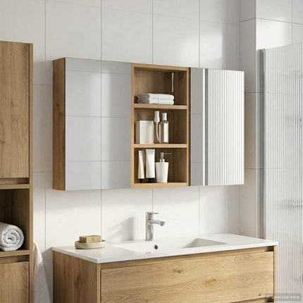 Badeværelsesskabsæt 3 stk. 90 x 10,5 x 50 cm Konstrueret træ