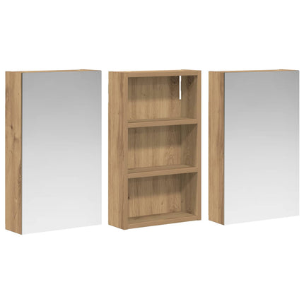 Badeværelsesskabsæt 3 stk. 90 x 10,5 x 50 cm Konstrueret træ