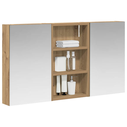 Badeværelsesskabsæt 3 stk. 90 x 10,5 x 50 cm Konstrueret træ