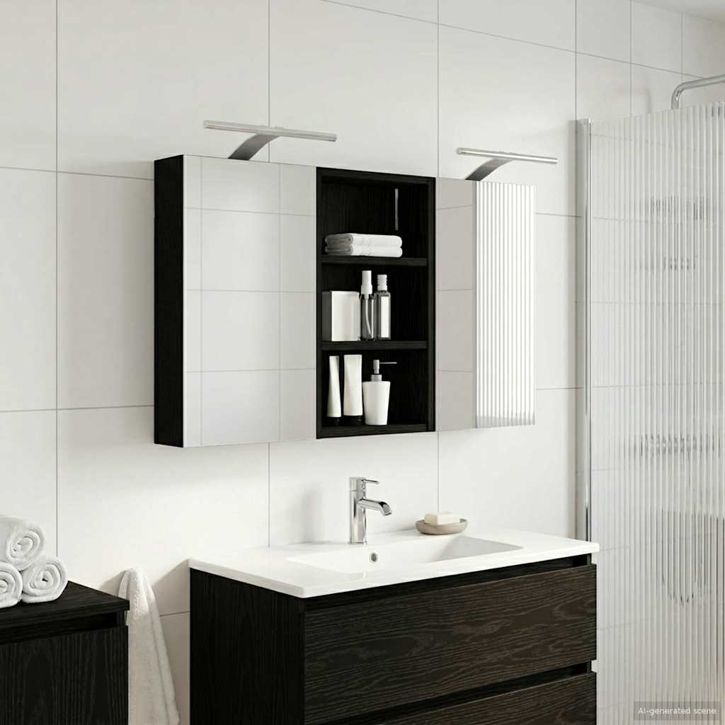 Badeværelsesskabsæt 3 pcs 90 x 10,5 x 50 cm Konstrueret træ