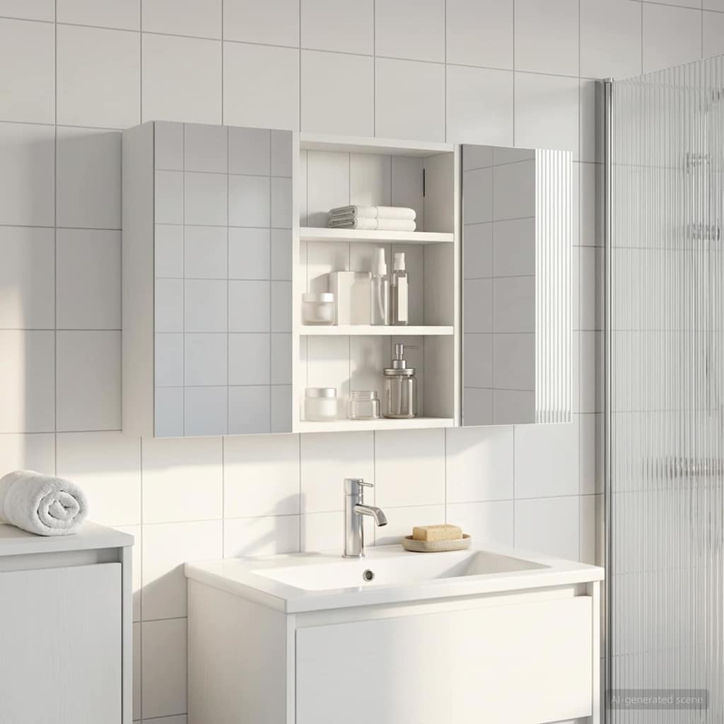 Badeværelsesskabsæt 3 pcs 100 x 10,5 x 50 cm Konstrueret træ billede