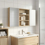 Badeværelsesskabsæt 3 pcs 100 x 10,5 x 50 cm Konstrueret træ