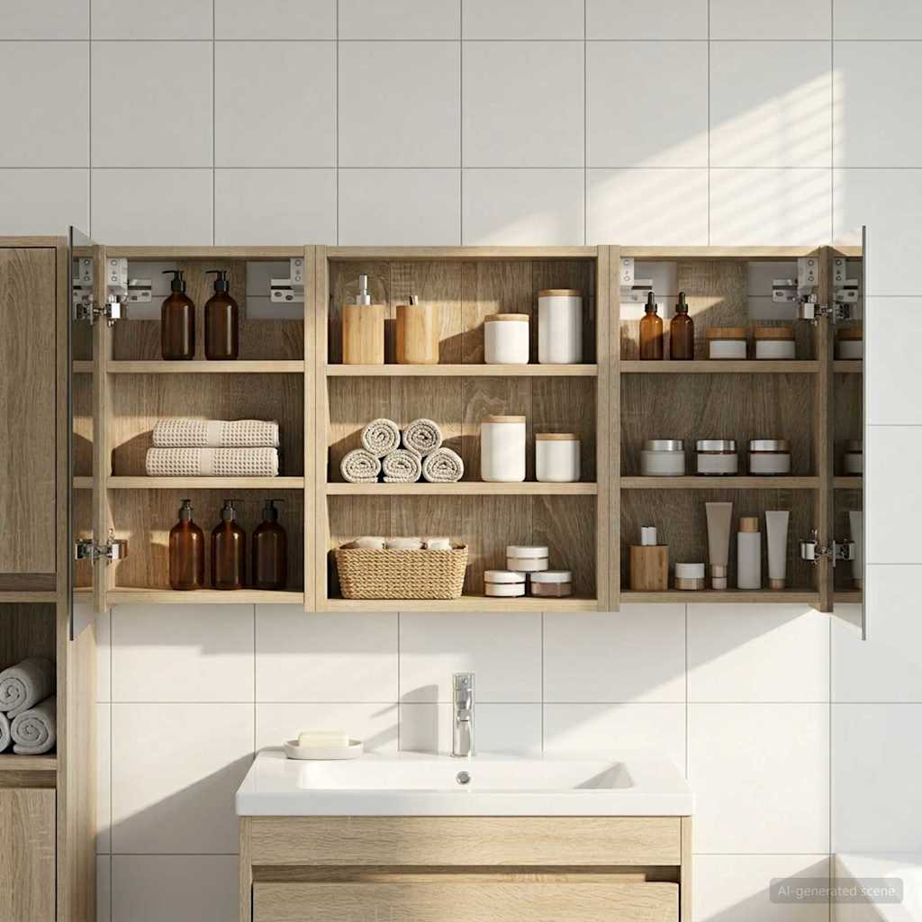 Badeværelsesskabsæt 3 pcs 100 x 10,5 x 50 cm Konstrueret træ