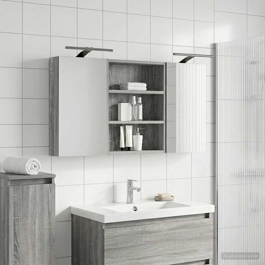 Badeværelsesskabsæt 3 pcs 100 x 10,5 x 50 cm Konstrueret træ