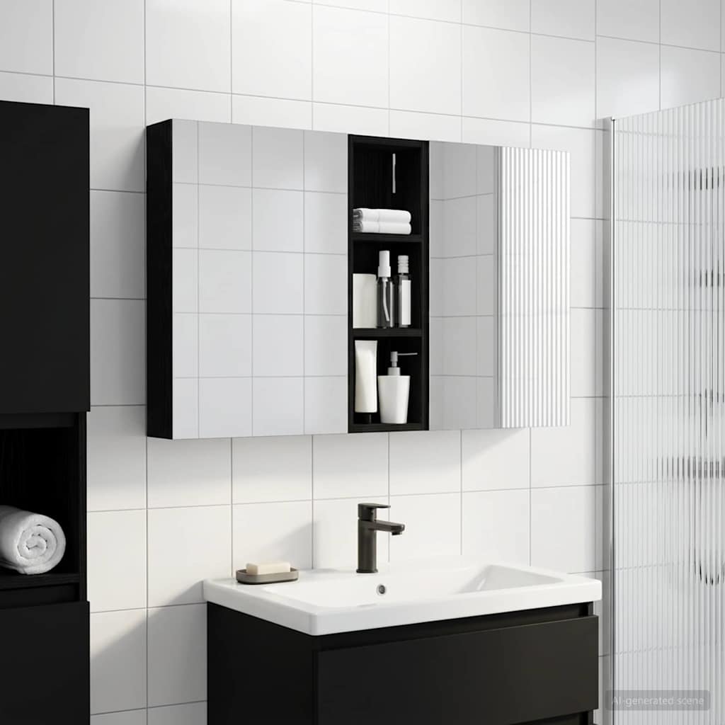 Badeværelsesskabsæt 3 pcs 100 x 10,5 x 60,5 cm Konstrueret træ